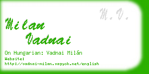 milan vadnai business card